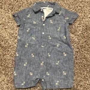 Janie and Jack Blue Romper with Dog Print
